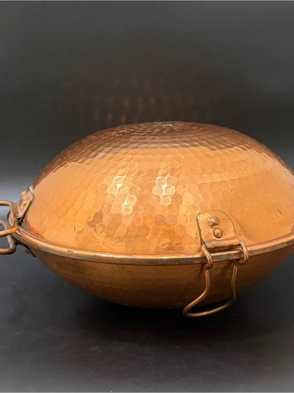 Vintage Portuguese Cataplana Hammered 10” Copper Cooking Vessel Steaming Pot